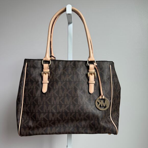 Michael Kors size M brown beige tote bag - Picture 6 of 13